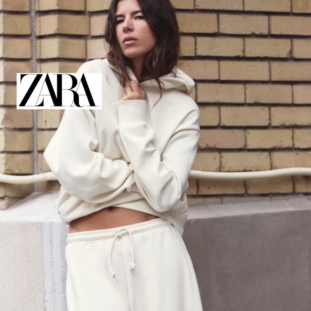Zara white soft high neck Hoodie, XL, P1393